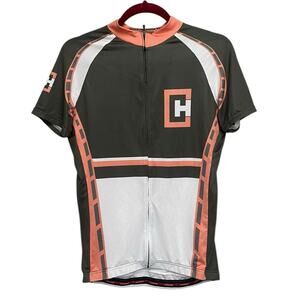 JAKROO Olive, Salmon‎ & White Cycling Jersey Pockets Women’s Size XLarge